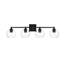 Elegant Lighting Eero 4 Light 33" Wide Vanity Light Black / Clear