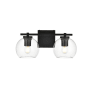 Elegant Lighting Juelz 2 Light 7" Tall Bathroom Sconce Black / Clear