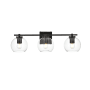 Elegant Lighting Juelz 3 Light 7" Tall Bathroom Sconce Black / Clear