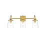 Elegant Lighting Avani 3 Light 10" Tall Bathroom Sconce Brass / Clear
