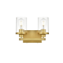 Elegant Lighting Thane 2 Light 12" Wide Vanity Light Brass / Clear