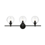 Elegant Lighting Jaelynn 3 Light 10" Tall Bathroom Sconce Black / Clear