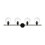 Elegant Lighting Jaelynn 4 Light 10" Tall Bathroom Sconce Black / Clear