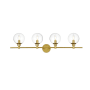 Elegant Lighting Jaelynn 4 Light 10" Tall Bathroom Sconce Brass / Clear