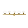 Elegant Lighting Jaelynn 5 Light 10" Tall Bathroom Sconce Brass / Clear