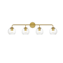 Elegant Lighting Genesis 4 Light 10" Tall Bathroom Sconce Brass / Clear