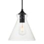 Elegant Lighting Destry 8" Wide Plug-In Mini Pendant with Clear Glass Shade Black