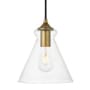 Elegant Lighting Destry 8" Wide Plug-In Mini Pendant with Clear Glass Shade Brass