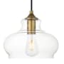 Elegant Lighting Destry 9" Wide Plug-In Mini Pendant with Clear Glass Shade Brass