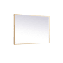 Elegant Lighting Pier 60" W x 42" H Modern Rectangular Aluminum Framed Bathroom Wall Mirror with LED Lighting Brass