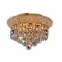 Elegant Lighting Primo 3 Light 10" Wide Flush Mount Waterfall Ceiling Fixture with Clear Royal Cut Crystals Gold