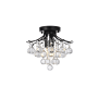Elegant Lighting Toureg 3 Light 12" Wide Semi-Flush Ceiling Fixture with Clear Royal Cut Crystals Black
