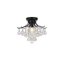 Elegant Lighting Toureg 3 Light 16" Wide Semi-Flush Ceiling Fixture with Clear Royal Cut Crystals Black