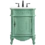 Elegant Lighting Berkshire 24" Free Standing Single Basin Vanity Set with Cabinet and Quartz Vanity Top Vintage Mint