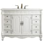 Elegant Lighting Bordeaux 48" Free Standing Single Basin Vanity Set with Cabinet and Quartz Vanity Top Antique White