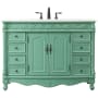 Elegant Lighting Bordeaux 48" Free Standing Single Basin Vanity Set with Cabinet and Quartz Vanity Top Vintage Mint