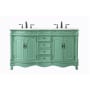 Elegant Lighting Windsor 60" Free Standing Double Basin Vanity Set with 35-1/4" Tall Cabinet and Quartz Vanity Top Vintage Mint