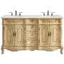 Elegant Lighting Danville 60" Free Standing Double Basin Vanity Set with Cabinet and Quartz Vanity Top Antique Beige