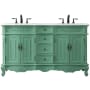 Elegant Lighting Danville 60" Free Standing Double Basin Vanity Set with Cabinet and Quartz Vanity Top Vintage Mint