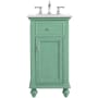 Elegant Lighting Otto 19" Free Standing Single Basin Vanity Set with Cabinet and Engineered Marble Vanity Top Vintage Mint