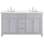 Elegant Lighting Otto 60" Free Standing Double Basin Vanity Set with Cabinet and Engineered Marble Vanity Top Grey