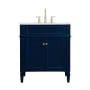 Elegant Lighting Park Avenue 30" Free Standing Single Basin Vanity Set with Cabinet and Marble Vanity Top Blue