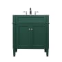 Elegant Lighting Park Avenue 30" Free Standing Single Basin Vanity Set with Cabinet and Marble Vanity Top Green