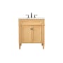 Elegant Lighting Park Avenue 30" Free Standing Single Basin Vanity Set with Cabinet and Marble Vanity Top Natural Wood