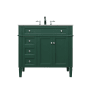 Elegant Lighting Park Avenue 36" Free Standing Single Basin Vanity Set with Cabinet and Marble Vanity Top Green