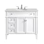 Elegant Lighting Park Avenue 40" Free Standing Single Basin Vanity Set with Cabinet and Marble Vanity Top White