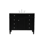 Elegant Lighting Park Avenue 42" Free Standing Single Basin Vanity Set with Cabinet and Marble Vanity Top Black