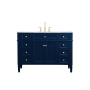 Elegant Lighting Park Avenue 48" Free Standing Single Basin Vanity Set with Cabinet and Marble Vanity Top Blue
