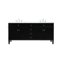 Elegant Lighting Park Avenue 72" Free Standing Double Basin Vanity Set with Cabinet and Marble Vanity Top Black