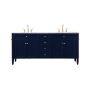 Elegant Lighting Park Avenue 72" Free Standing Double Basin Vanity Set with Cabinet and Marble Vanity Top Blue