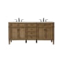 Elegant Lighting Park Avenue 72" Free Standing Double Basin Vanity Set with Cabinet and Marble Vanity Top Driftwood