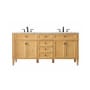 Elegant Lighting Park Avenue 72" Free Standing Double Basin Vanity Set with Cabinet and Marble Vanity Top Natural Wood