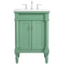 Elegant Lighting Lexington 24" Free Standing Single Basin Vanity Set with Cabinet and Quartz Vanity Top Vintage Mint