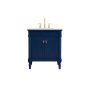 Elegant Lighting Lexington 30" Free Standing Single Basin Vanity Set with Cabinet and Engineered Stone Vanity Top Blue