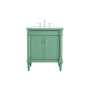 Elegant Lighting Lexington 30" Free Standing Single Basin Vanity Set with Cabinet and Engineered Stone Vanity Top Vintage Mint