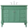 Elegant Lighting Lexington 42" Free Standing Single Basin Vanity Set with Cabinet and Quartz Vanity Top Vintage Mint