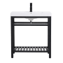 Elegant Lighting Raya 30" Specialty Cast Iron Console Bathroom Sink with Overflow and 1 Faucet Holes Black