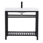 Elegant Lighting Raya 36" Specialty Cast Iron Console Bathroom Sink with Overflow and 1 Faucet Holes Black