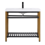 Elegant Lighting Raya 36" Specialty Cast Iron Console Bathroom Sink with Overflow and 1 Faucet Holes Golden Black