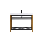 Elegant Lighting Raya 42" Specialty Cast Iron Console Bathroom Sink with Overflow and 1 Faucet Holes Golden Black
