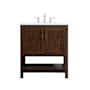 Elegant Lighting Audy 30" Free Standing Single Basin Vanity Set with Cabinet and Engineered Marble Vanity Top Espresso