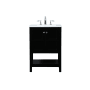 Elegant Lighting Theo 24" Free Standing Single Basin Vanity Set with Cabinet and Engineered Marble Vanity Top Black