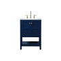 Elegant Lighting Theo 24" Free Standing Single Basin Vanity Set with Cabinet and Engineered Marble Vanity Top Blue