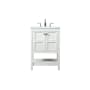 Elegant Lighting Theo 24" Free Standing Single Basin Vanity Set with Cabinet and Engineered Marble Vanity Top White