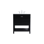 Elegant Lighting Theo 30" Free Standing Single Basin Vanity Set with Cabinet and Engineered Marble Vanity Top Black