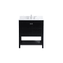 Elegant Lighting Theo 30" Free Standing Single Basin Vanity Set with Cabinet, Engineered Marble Vanity Top, and Backsplash Black